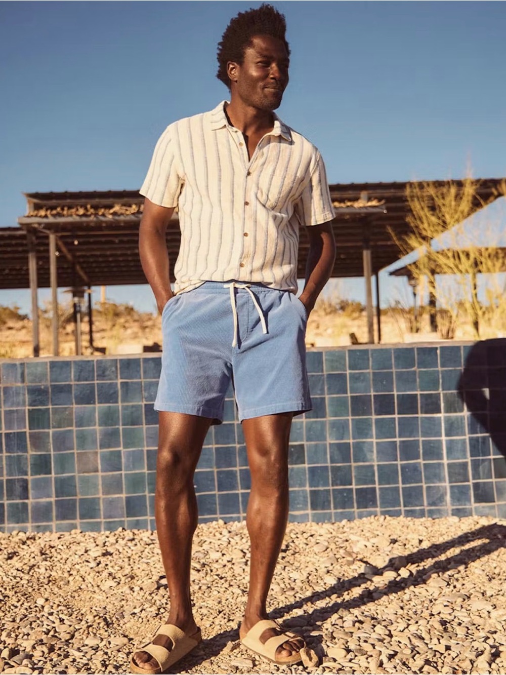 Marine Layer Light Blue Hybrid Shorts with Drawstring